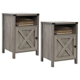 1pc Farmhouse Nightstand, Side Table, End Table with Barn Door And Shelf, Narrow Entryway Table, Rustic Modern Bed Night Stand for Bedroom, Living Room, Modern Living Room Decor, Navy Blue/Grey/White/Oak/Light Oak/Black, 23.7"*15.8"