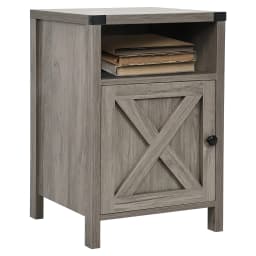 1pc Farmhouse Nightstand, Side Table, End Table with Barn Door And Shelf, Narrow Entryway Table, Rustic Modern Bed Night Stand for Bedroom, Living Room, Modern Living Room Decor, Navy Blue/Grey/White/Oak/Light Oak/Black, 23.7"*15.8"