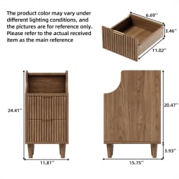 Set of 2, Narrow Nightstand with 2 Drawers, Slim Bedside Table | 11.81"W Modern Nightstand with Open Shelf , Space Saving Storage Cabinet for Bedroom and Study
