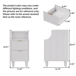 Set of 2, Narrow Nightstand with 2 Drawers, Slim Bedside Table | 11.81"W Modern Nightstand with Open Shelf , Space Saving Storage Cabinet for Bedroom and Study