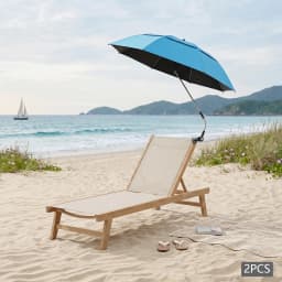 2-Pack Canopy Umbrellas with Clamp, 360° Adjustable Beach Chair Umbrella, 47.2in Arc with 8 Ribs for Wheelchair Patio Golf Cart
