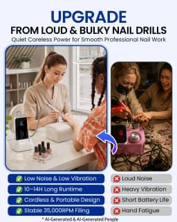 Makartt 35000RPM Nail Drill Cordless Electric Manicure Pedicure Kit Professional E File for Acrylic Gel Nails with Drill Bits