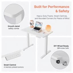 32x19 Inch Small Electric Standing Desk, Adjustable, 176 Lbs CapacityVV, RVoundVners, WheVV.5 Inch Height