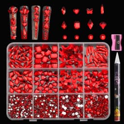 12 Grids 3D Mixed Shape Flat Back Nail Rhinestones, Mixed Round & Irregular Glass Crystals Nail Art Decorations