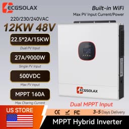 ECGSOLAX 12KW 48V Hybrid Solar Inverter 230Vac With Dual MPPT 160A Charger Pure Sine Wave Off-grid Hybrid Inverter Max PV 500VDC