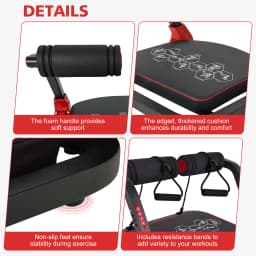 Ab Core Trainer Abdominal Machine For Home Gym With Resistance Bands Red