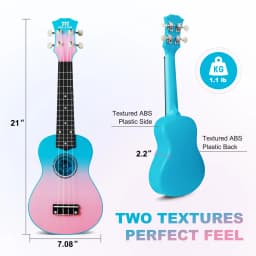 MUSTAR Soprano Ukulele, 21 Inch Basswood Ukulele for Beginners, Ukuleles Kit With Gig Bag, Strap, Picks, Cloth, Sticker, Christmas Ukulele Gift for Adults Teenagers