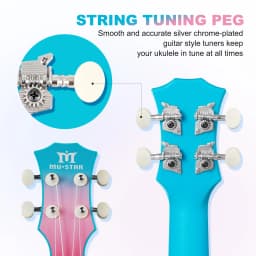 MUSTAR Soprano Ukulele, 21 Inch Basswood Ukulele for Beginners, Ukuleles Kit With Gig Bag, Strap, Picks, Cloth, Sticker, Christmas Ukulele Gift for Adults Teenagers