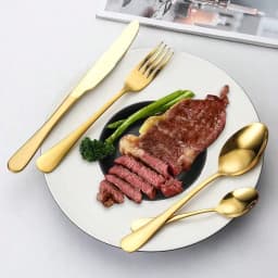 30/60-Piece Luxury Golden Flatware Set, Stainless Steel Cutlery For 6, Includes Dinner Spoons, Teaspoons, Dinner Forks, Salad Forks, Dinner Knives, Ideal For Home, Restaurant, Parties & Weddings