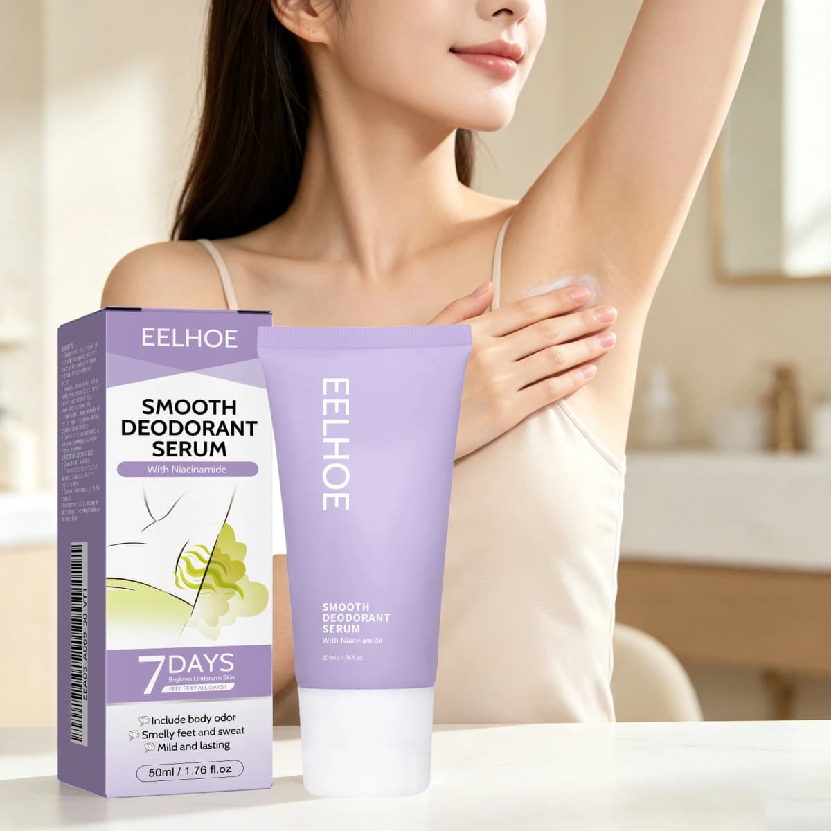 50ML Underarm Deodorant Cream Moisturizing Smoothing Skin Refreshing Improve Skin Texture Non-sticky Glowing Body Antiperspirant Balm for All Skin Types