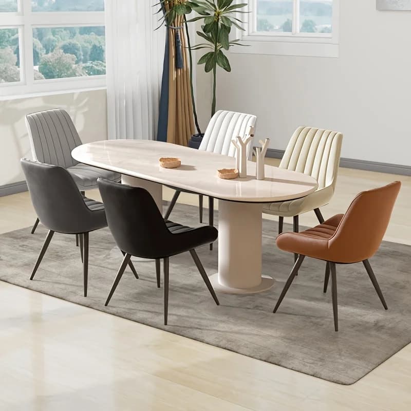 Set Of 2 Modern Dining Chairs Comfy Dining Room Chairs Reception Chair with Thick Cushions, Upholstered Fabric Kitchen Side Chairs with Metal Legs Suitable for Office Bar Kitchen Dining Room