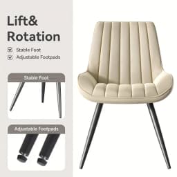 Set Of 2 Modern Dining Chairs Comfy Dining Room Chairs Reception Chair with Thick Cushions, Upholstered Fabric Kitchen Side Chairs with Metal Legs Suitable for Office Bar Kitchen Dining Room