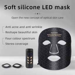 Silicone Wireless LED Mask Face 3 Colors LED Light Photon Red Light Infrared Therapy for Anti Aging Brightness Reduce Wrinkle Acne Facial Care Wireless Use