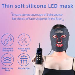 Silicone Wireless LED Mask Face 3 Colors LED Light Photon Red Light Infrared Therapy for Anti Aging Brightness Reduce Wrinkle Acne Facial Care Wireless Use