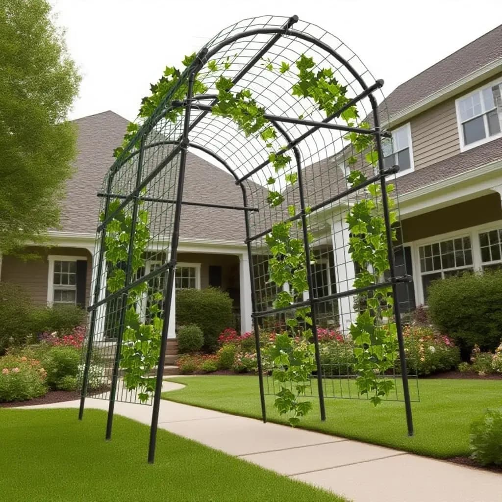 7.5FT Extra Tall Garden Arch Trellis, Polyethylene-Coated Stainless Steel Outdoor Plant Support for Climbing Flowers, Vegetables, Cucumbers, Vines | Heavy-Duty Pergola Arbor for Wedding, Party, Garden