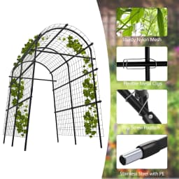 7.5FT Extra Tall Garden Arch Trellis, Polyethylene-Coated Stainless Steel Outdoor Plant Support for Climbing Flowers, Vegetables, Cucumbers, Vines | Heavy-Duty Pergola Arbor for Wedding, Party, Garden