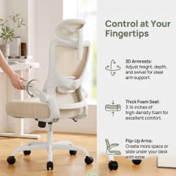 Ergonomic Office Chair: Office Desk Chair with High Back Mesh and Adjustable Lumbar Support Rolling Work Swivel Task Chairs with Wheel 3D Armrests and Headrest