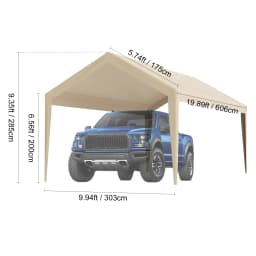 VEVOR Carport Replacement Canopy Cover Garage Top Tent Shelter Tarp Heavy-Duty Waterproof & UV Protected (Frame Not Include)