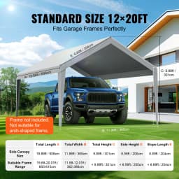 VEVOR Carport Replacement Canopy Cover Garage Top Tent Shelter Tarp Heavy-Duty Waterproof & UV Protected (Frame Not Include)