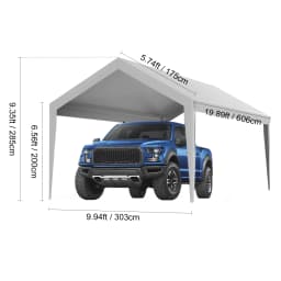 VEVOR Carport Replacement Canopy Cover Garage Top Tent Shelter Tarp Heavy-Duty Waterproof & UV Protected (Frame Not Include)