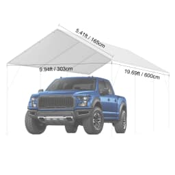 VEVOR Carport Replacement Canopy Cover Garage Top Tent Shelter Tarp Heavy-Duty Waterproof & UV Protected (Frame Not Include)