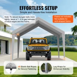 VEVOR Carport Replacement Canopy Cover Garage Top Tent Shelter Tarp Heavy-Duty Waterproof & UV Protected (Frame Not Include)