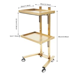Salon Trolley, Beauty Cart, Rolling Hairdressing Trolley, Stainless Steel Gold Finish, Anti-Rust Multi-Layer Storage Organizer, 4 Wheels, Easy Move, Noise Reduction Tray, Leather Back, Salon Spa Tool Holder for Barber Beauty Shop