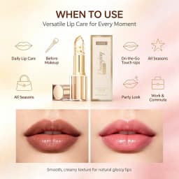 Gold Foil Color Changing Lip Balm Glossy Non-Sticky Nourishing Moisturizing Lasting Transferproof Color Changing Lipstick