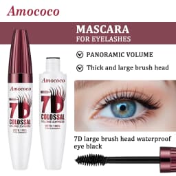 Amococo 2/4pcs 7D Mascara Black Volume Mascara for Eyelashes Eye Makeup Mascara for Women Long Lasting Lash Makeup Easy Apply Daily Beauty Cosmetic Makeup Gift