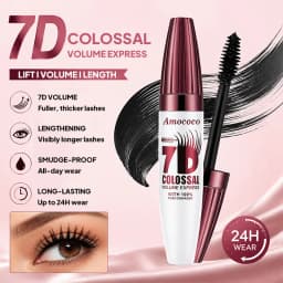 Amococo 2/4pcs 7D Mascara Black Volume Mascara for Eyelashes Eye Makeup Mascara for Women Long Lasting Lash Makeup Easy Apply Daily Beauty Cosmetic Makeup Gift