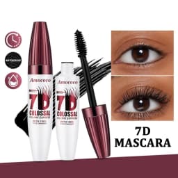 Amococo 2/4pcs 7D Mascara Black Volume Mascara for Eyelashes Eye Makeup Mascara for Women Long Lasting Lash Makeup Easy Apply Daily Beauty Cosmetic Makeup Gift