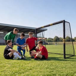 10x6.5FT Soccer Goal For Backyard Heavy Duty Galvanized Steel Soccer Net With Foam Padded Posts Ground Stakes Velcro Outdoor Training