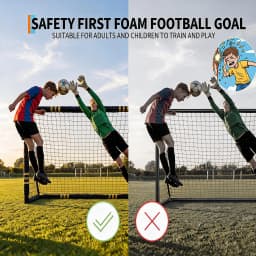 10x6.5FT Soccer Goal For Backyard Heavy Duty Galvanized Steel Soccer Net With Foam Padded Posts Ground Stakes Velcro Outdoor Training