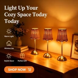 Bohemian Woven Rattan Art Table Lamp 3-Level Dimmable Touch Control USB Metal Bedroom Living Room Study Dining Room Lighting Gift for Family Friends