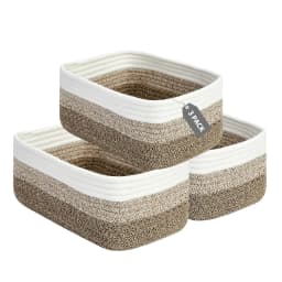 3/6 Pack Cotton Rope Woven Storage Baskets, Rectangular Shelf Organizer Bins For Closet Bathroom Nursery Toys Makeup, 11.8 x 7.5 in