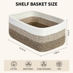 3/6 Pack Cotton Rope Woven Storage Baskets, Rectangular Shelf Organizer Bins For Closet Bathroom Nursery Toys Makeup, 11.8 x 7.5 in