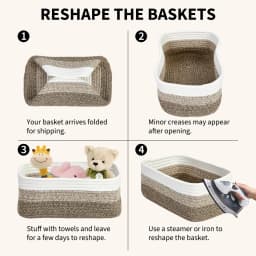 3/6 Pack Cotton Rope Woven Storage Baskets, Rectangular Shelf Organizer Bins For Closet Bathroom Nursery Toys Makeup, 11.8 x 7.5 in