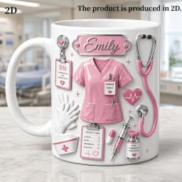 1PC11oz custom name nurse mug, 2D personalized medical staff coffee mug, nurse life gift, holiday thank you gift.