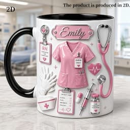 1PC11oz custom name nurse mug, 2D personalized medical staff coffee mug, nurse life gift, holiday thank you gift.