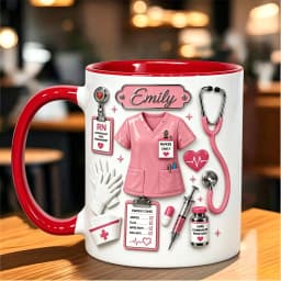 1PC11oz custom name nurse mug, 2D personalized medical staff coffee mug, nurse life gift, holiday thank you gift.