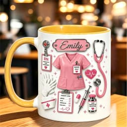 1PC11oz custom name nurse mug, 2D personalized medical staff coffee mug, nurse life gift, holiday thank you gift.