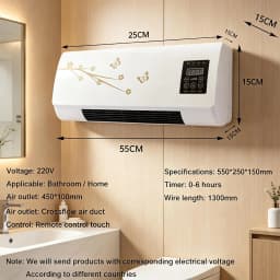 Wall Mount Ductless Air Conditioner, 2-in-1 Heater and Cooling Combo, Smart Room AC Unit, Wall-Mounted Ductless Air Conditioner, Smart Room AC Unit with Remote Timer (White)