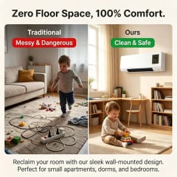 Wall Mount Ductless Air Conditioner, 2-in-1 Heater and Cooling Combo, Smart Room AC Unit, Wall-Mounted Ductless Air Conditioner, Smart Room AC Unit with Remote Timer (White)