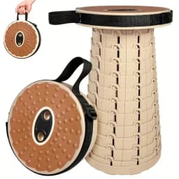 Ultra-Comfortable Portable Outdoor Folding Stool With PU Cushion - 12-Level Adjustable, 500 Lbs Weight Capacity, Perfect For Camping, Fishing, Hiking, And Barbecues, Camping Gear | Adjustable Stool | Durable Construction, Camping Stool