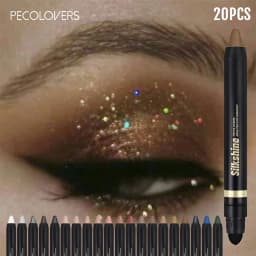 20PCS/SET Dual Tip Eyeshadow Pencil,Silky Cream,Fade Resistant Wear,Assorted Neutral Bright Color Shades,Low Powder Fallout,Simple One Step Application,Compact Storage Kit For Makeup Starters Daily Eye Styling