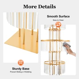 5-Tier Gold Display Stand, 110cm High Crystal Wedding Centerpieces Floral Rack, Free Standing Flower Stand for Banquet, Festival, Birthday Party