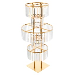 5-Tier Gold Display Stand, 110cm High Crystal Wedding Centerpieces Floral Rack, Free Standing Flower Stand for Banquet, Festival, Birthday Party