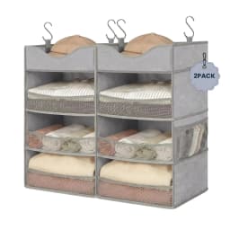 Hanging Closet Organizer With Top Shelf, 3 Shelf Vertical Wardrobe Storage For Clothes Bags Shoes, Space Saver For Dorm RV Apartment