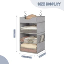 Hanging Closet Organizer With Top Shelf, 3 Shelf Vertical Wardrobe Storage For Clothes Bags Shoes, Space Saver For Dorm RV Apartment