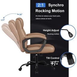 Executive Ergonomic Desk Chair with Fixed Armrest, Adjustable Height and 360° Swivel